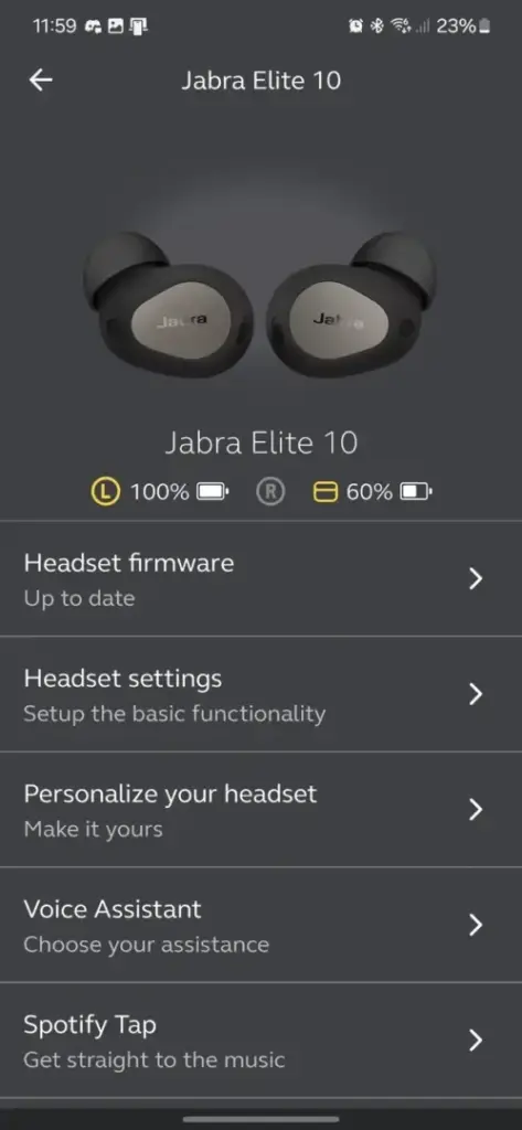 The Jabra elite 10 has a very good app